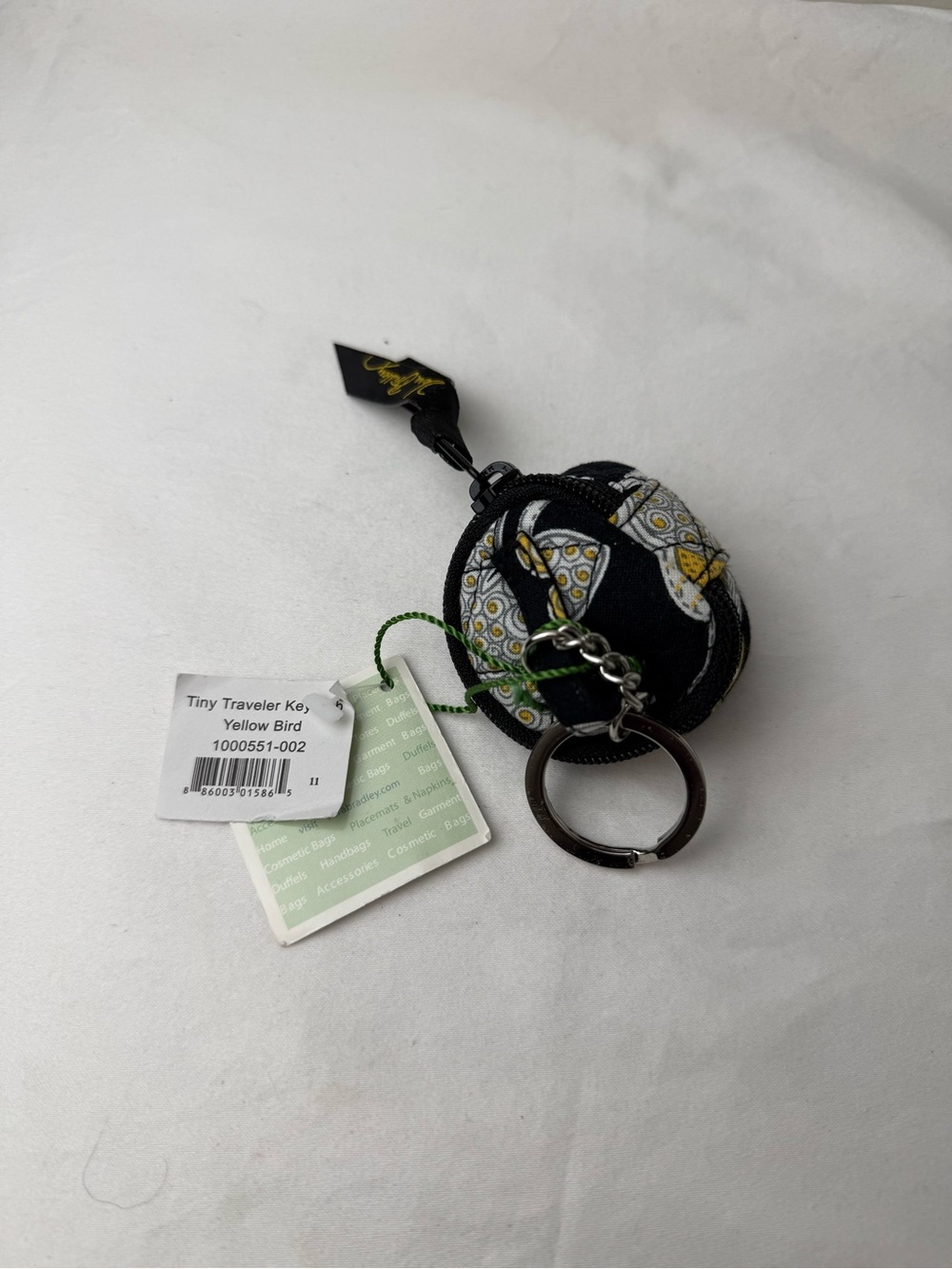 NWT Vera Bradley Yellow Bird Key Chain Zip Key Holder Key Fob Retired